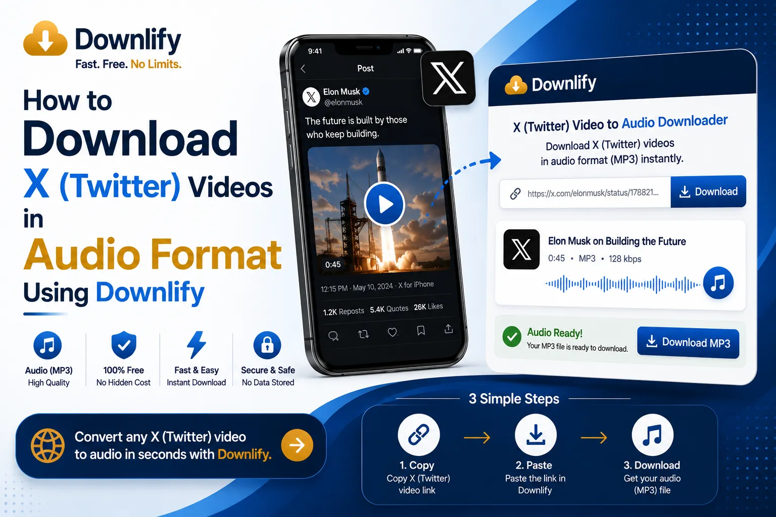 How to Download X (Twitter) Videos in Audio Format Using Downlify